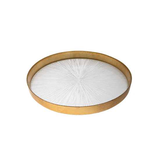 ROUND TRAY 33CM GOLD EDGE