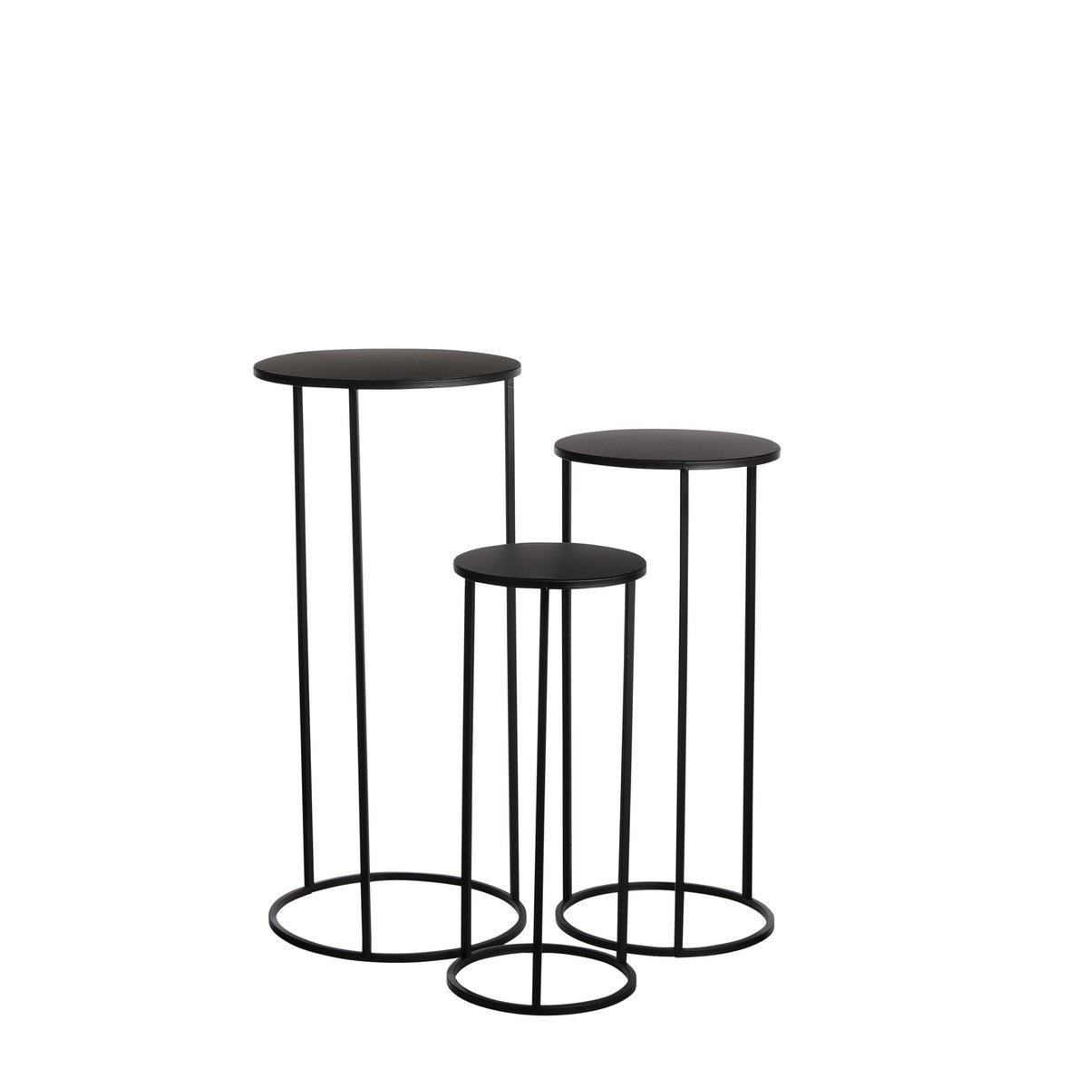 Quinty Side table - Set of 3 - H70 x Ø32 cm - Metal - Black