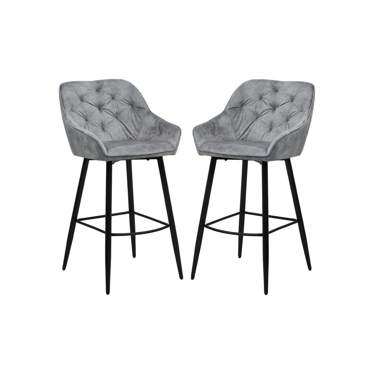 Bar stool Liverpool - Set of 2 - 56x61x107 - Velvet/metal - light Gray