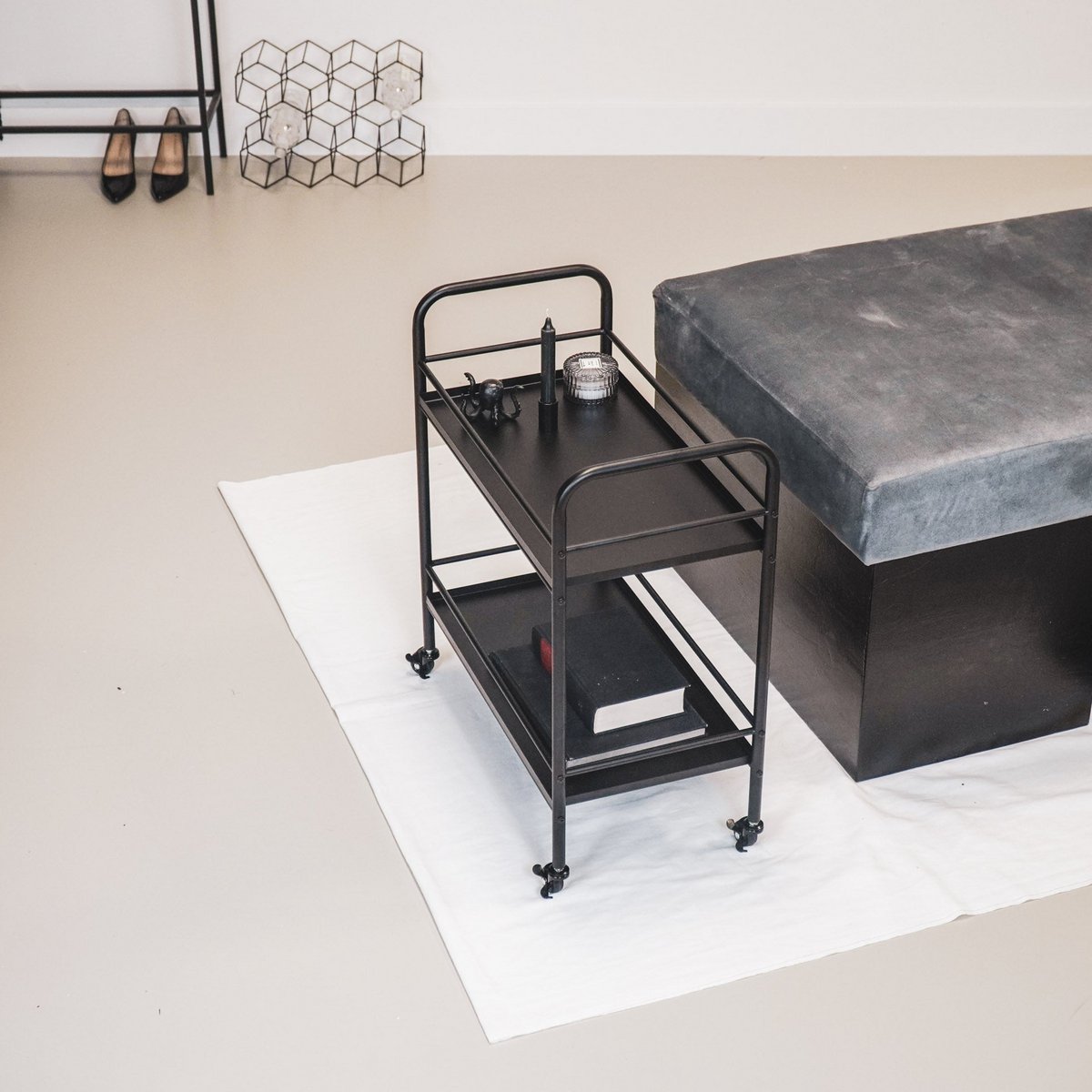 Trolley - Metal - Black - 60x30x66.5cm