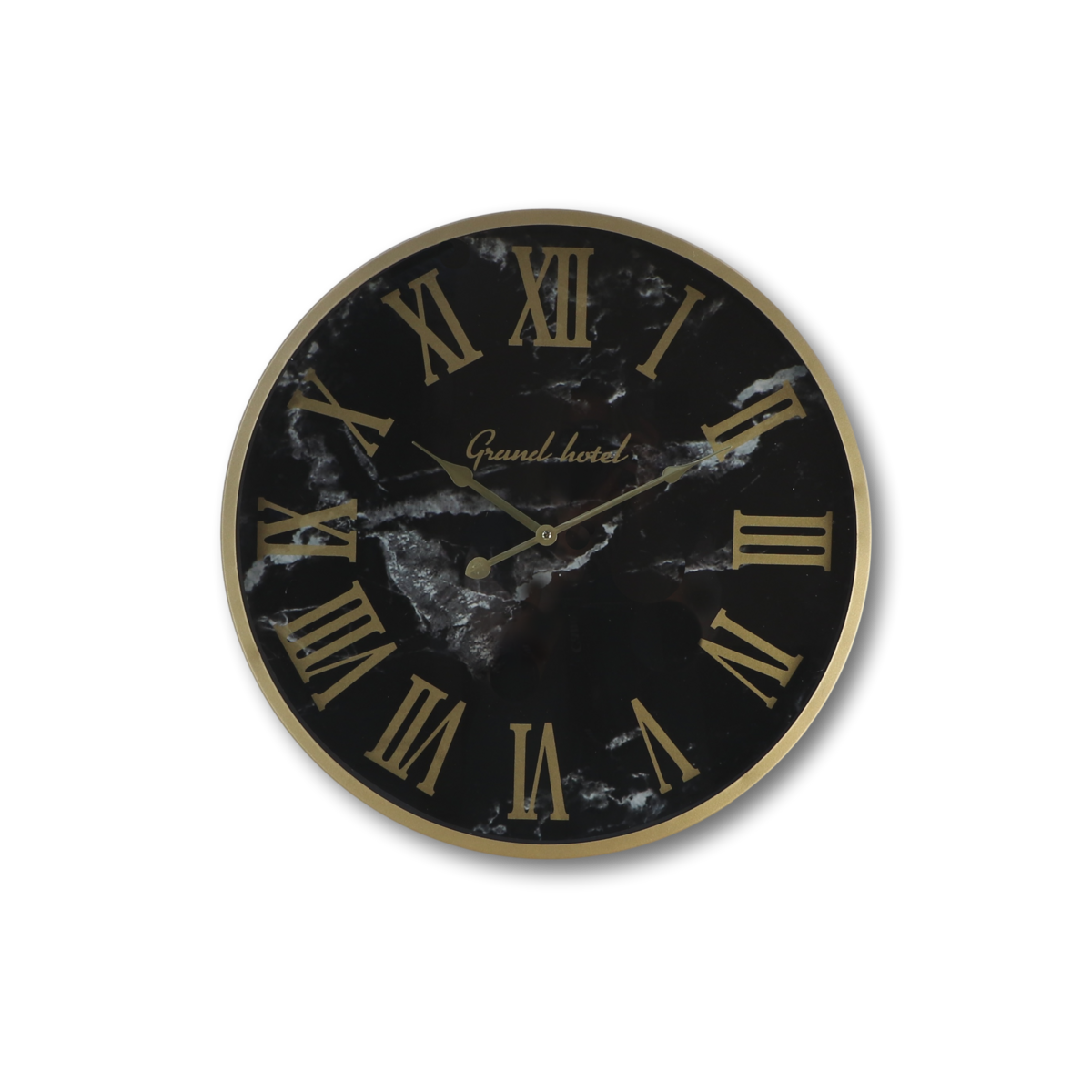 Wall clock Roman Marseille - ø50x6 cm - Black - Marble look/Iron