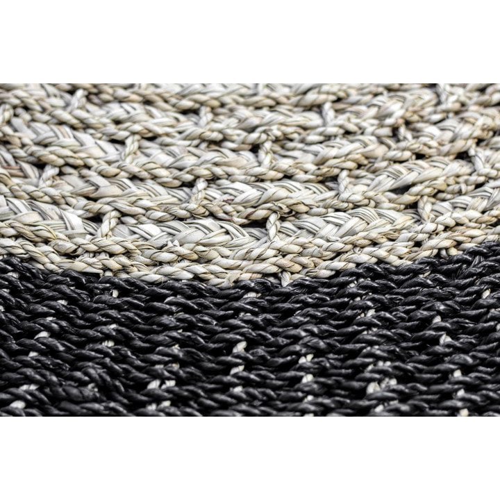 Rug Malibu - ø100 cm - raffia/seagrass - Natural/Black