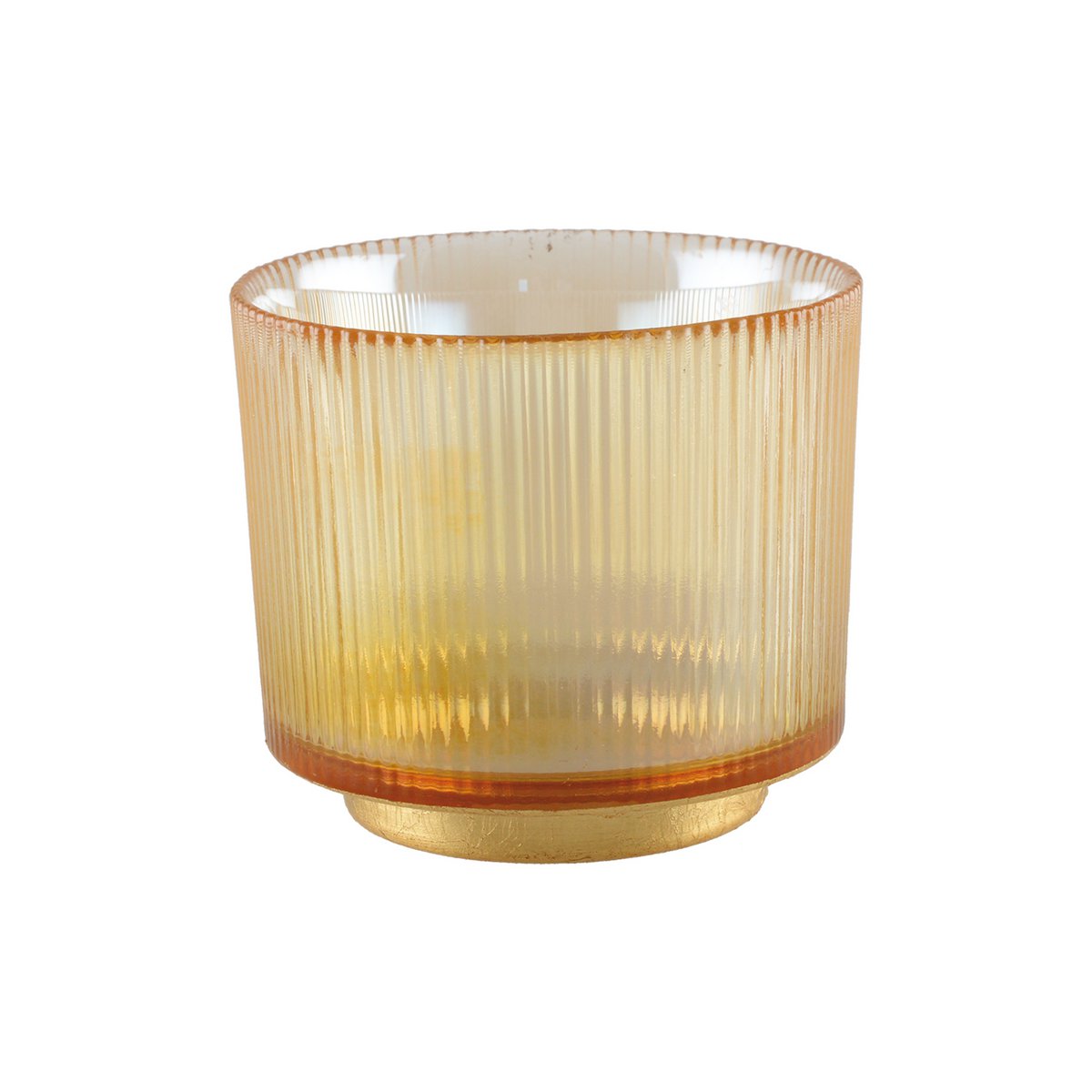 AMBER RIBBED TEA LIGHT H10 CM