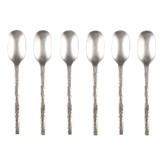 MATTE SILVER COFFEE SPOONS - SET OF 6