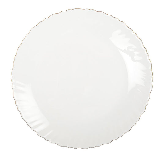 WHITE DESSERT PLATE WITH GOLD EDGE - SET OF 6