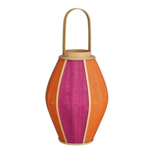 Roger Lantaarn - H45 x Ø32 cm - Jute - Fuchsia, Oranje