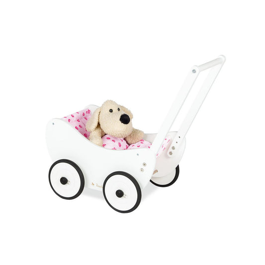 Poppenwagen 'Trixi', wit, 2 delig