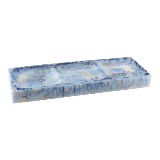 APPETIZER PLATE 3 COMPARTMENTS / CAKE DISH RESIN CLOUD BLUE