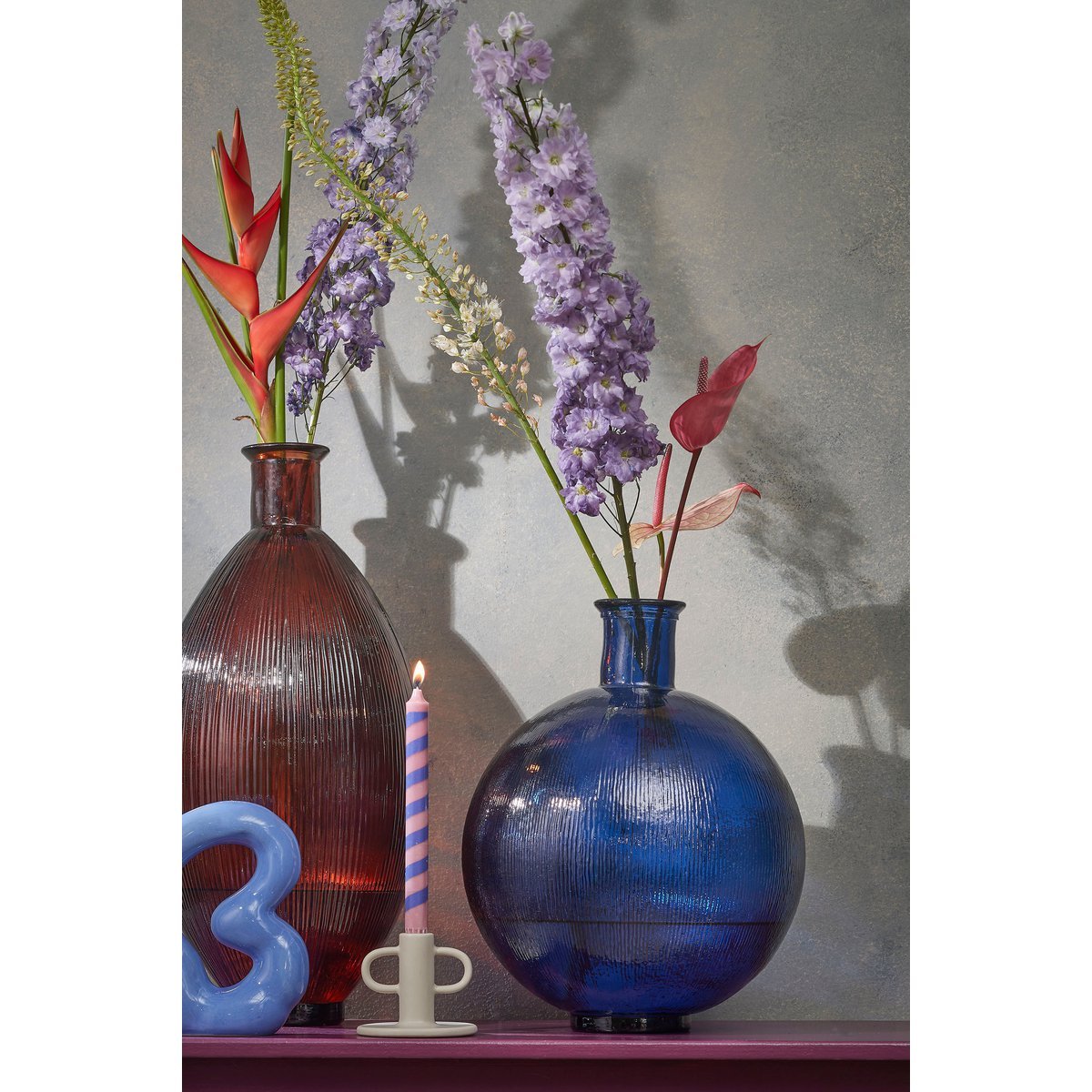 Firenza Bottle Vase - H42 x Ø34 cm - Recycled Glass - Dark Blue