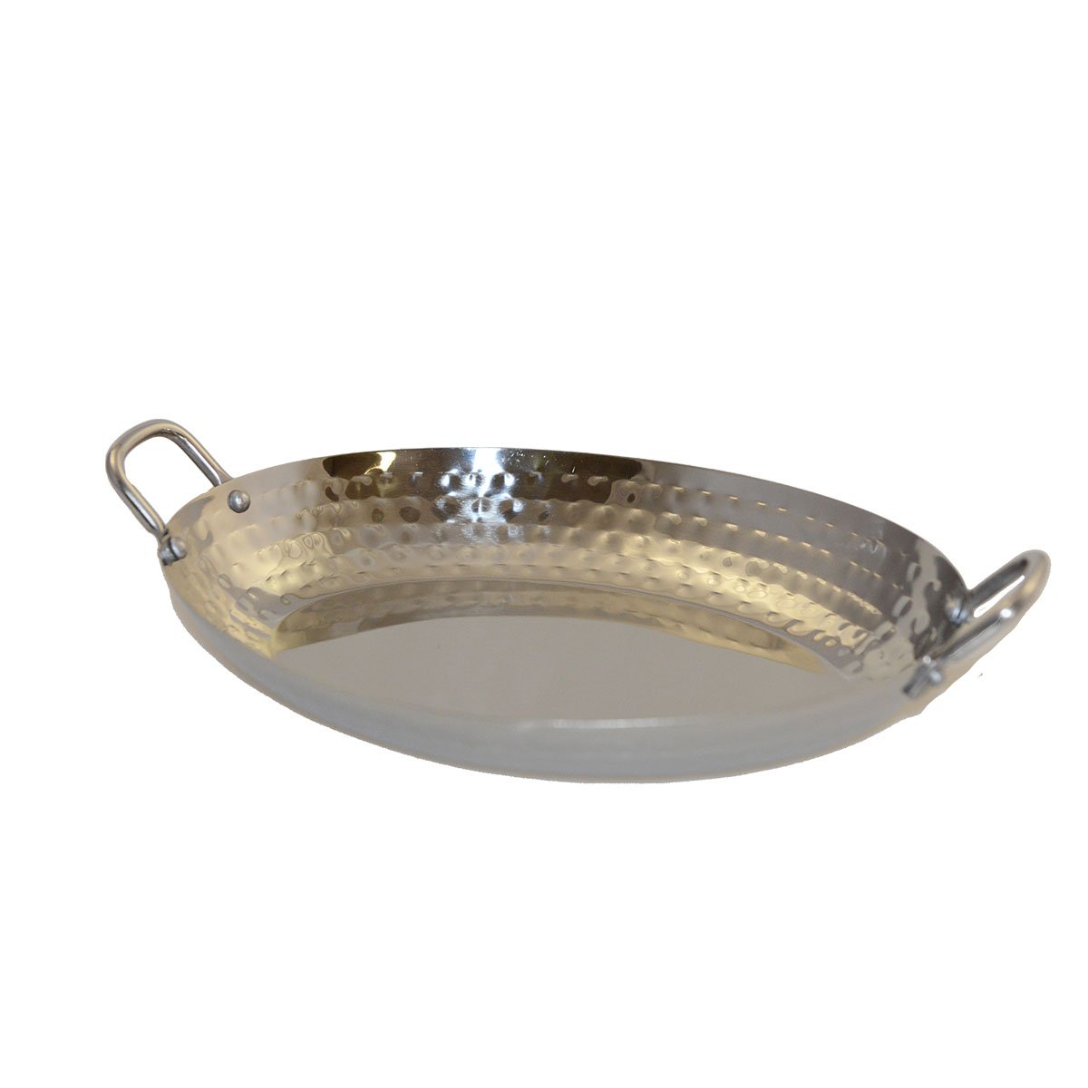 OVAAL GEHAMERDE MINI CASSEROLETTE MET TWEE HANDVATTEN 25X18.5X3.2CM