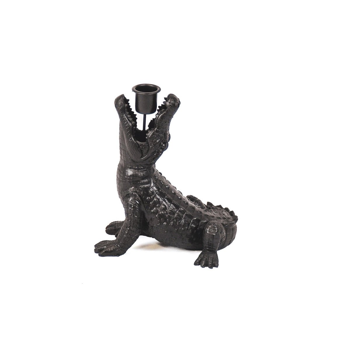 HV Crocodile Candle Holder - Black - 15x18x12cm