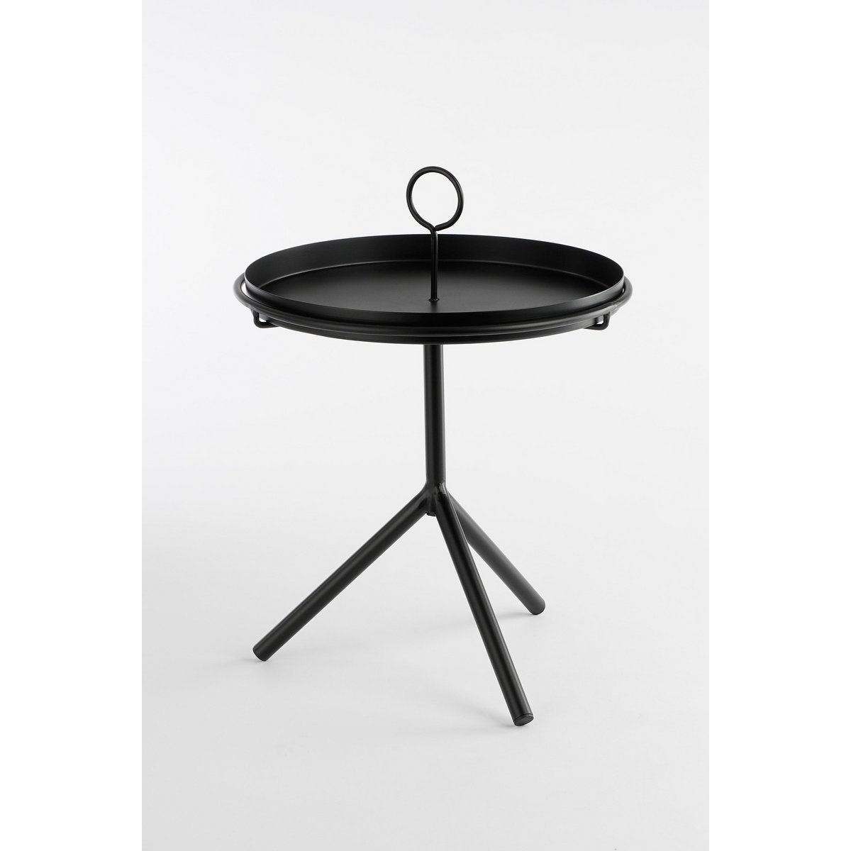 Aston Side Table with Removable Tray - H40 x Ø31 cm - Metal - Black