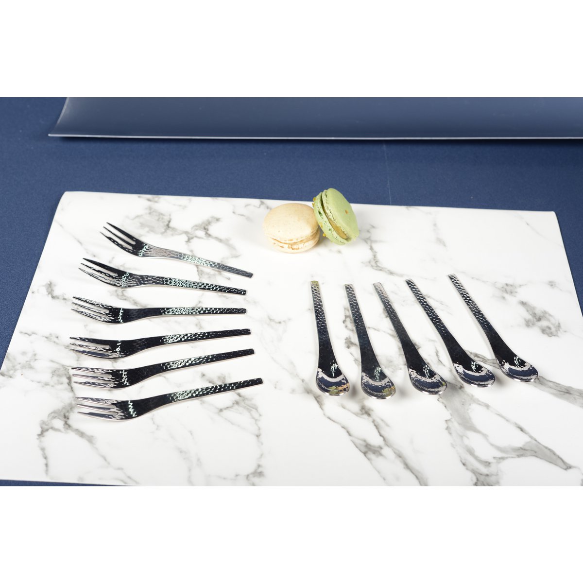 SILVER HAMMERED DESSERT FORKS - SET OF 6