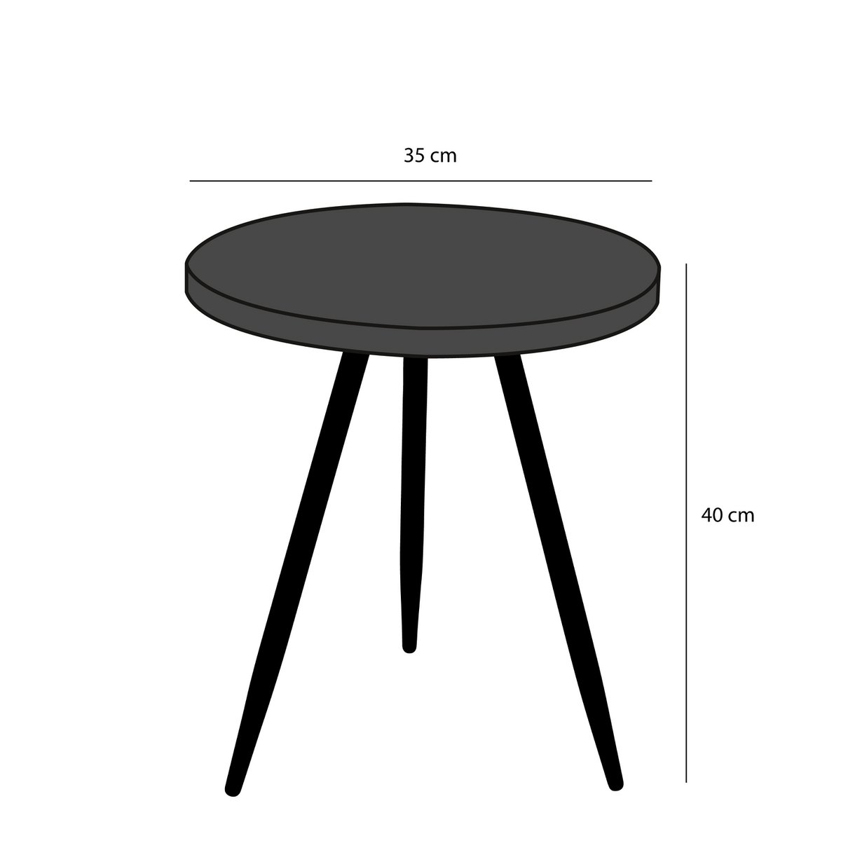 Kent Side table - H40 x Ø35 cm - Metal - Black