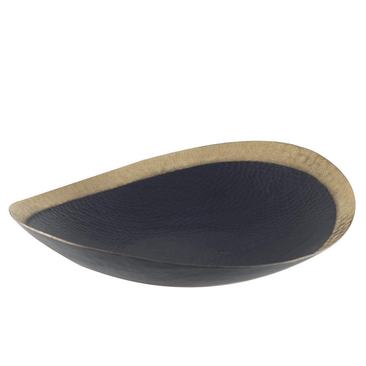 FRUIT BOWL BLACK METAL GOLD EDGE 43.5X37CM