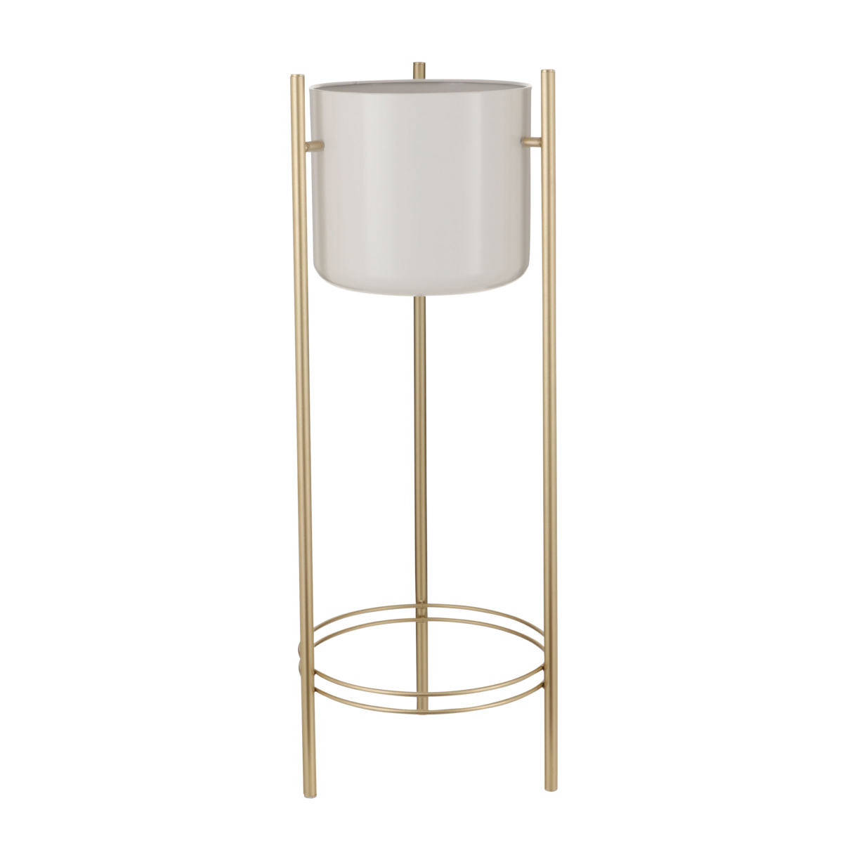 Sverre Flowerpot on Stand - H81 x Ø28 cm - White, Gold