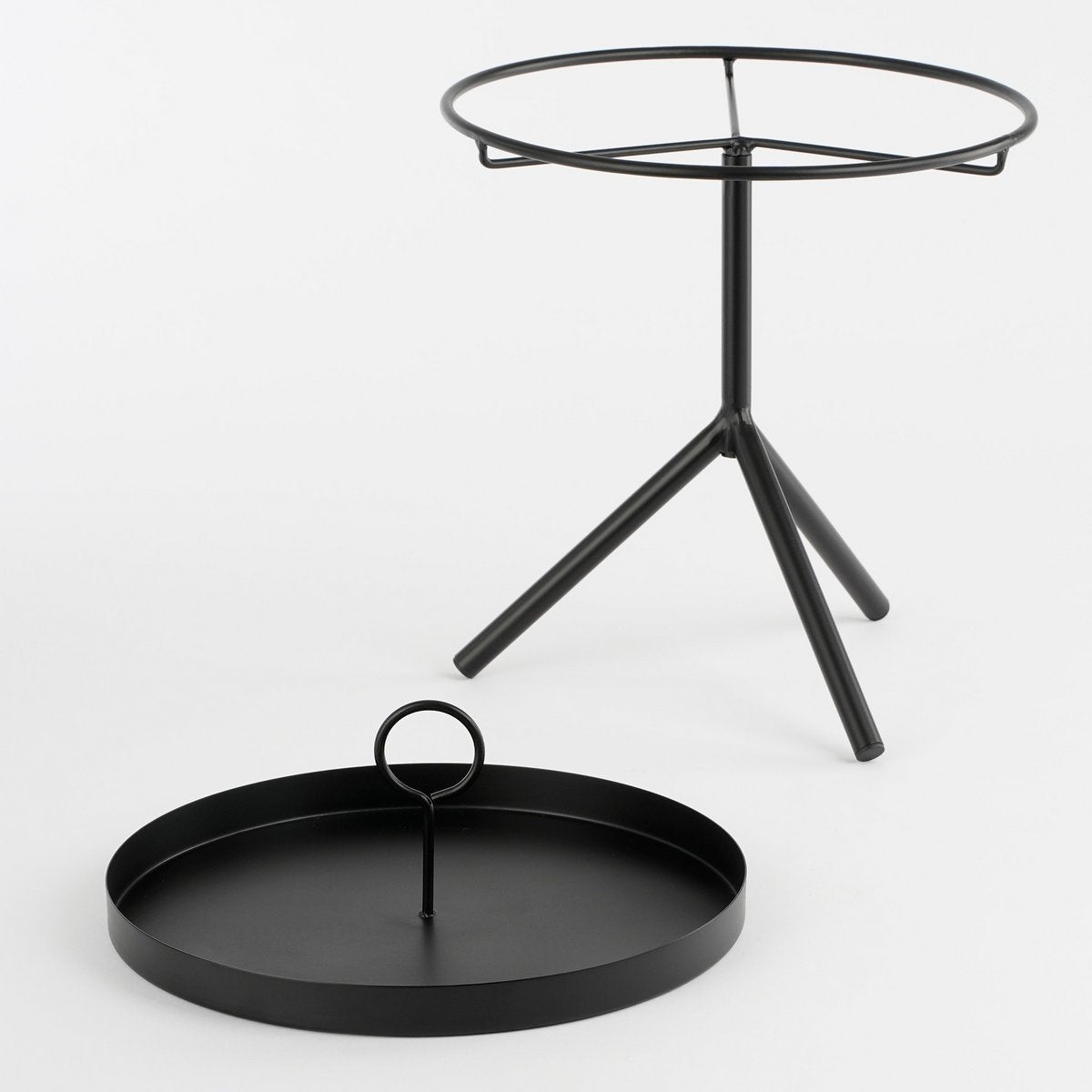 Aston Side Table with Removable Tray - H40 x Ø31 cm - Metal - Black