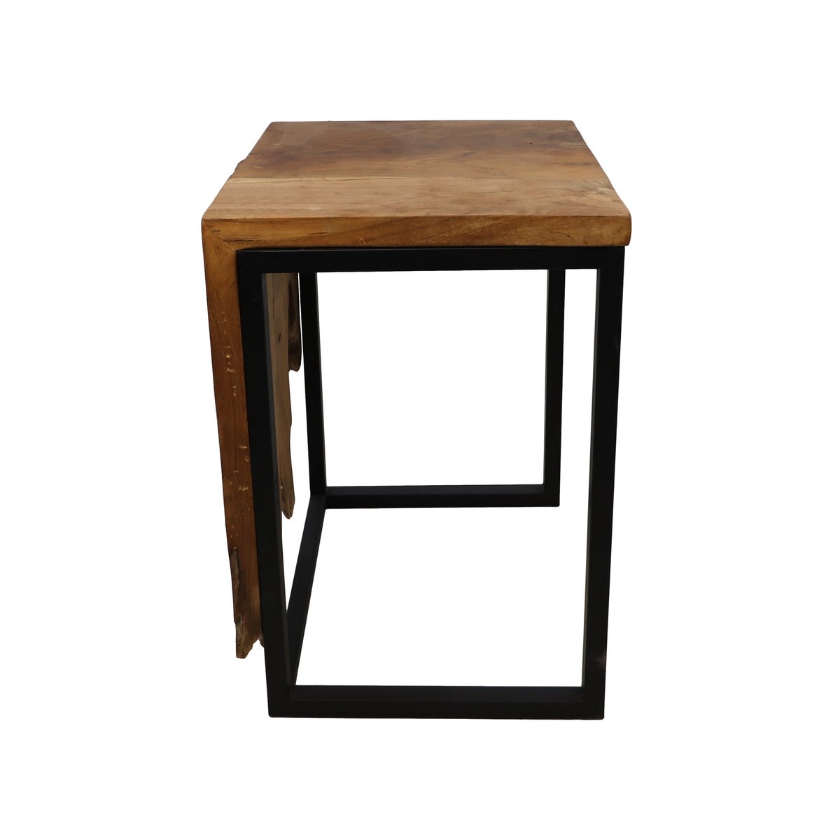 Small flower table - Natural/Black - Teak/Iron