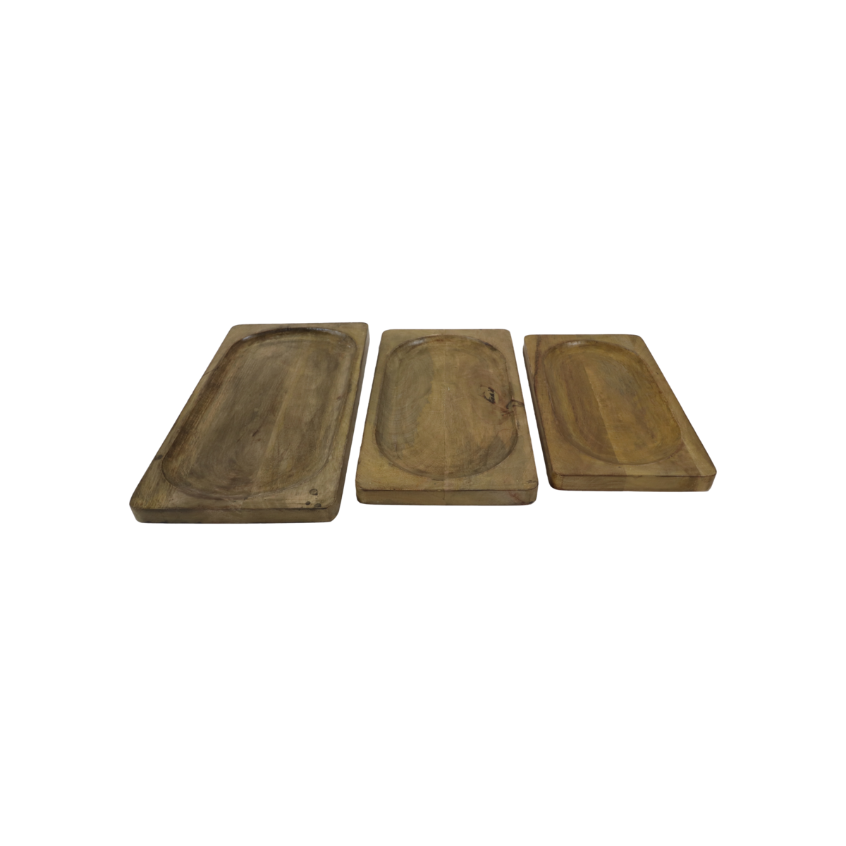 Decoratieve dienbladen - 46x26x3 - Naturel - Mangohout - Set van 3