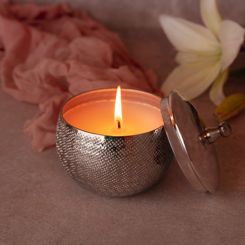 SILVER ROUND CANDLE