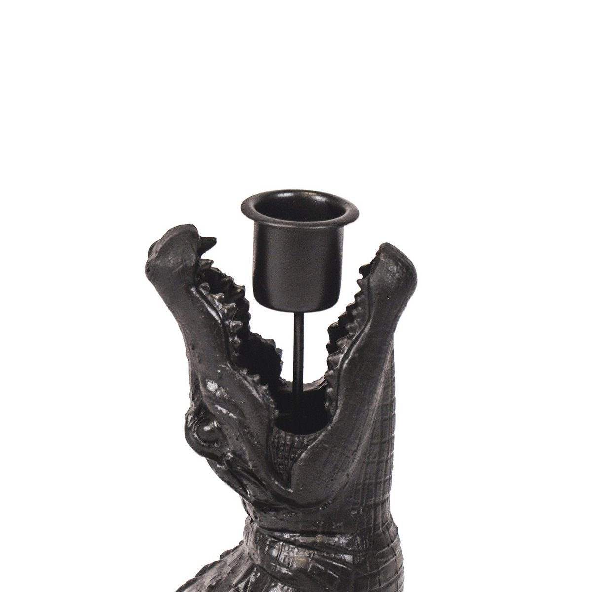 HV Crocodile Candle Holder - Black - 15x18x12cm