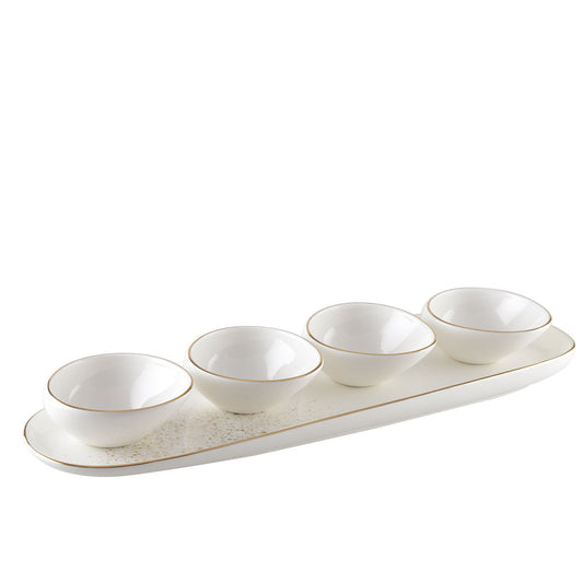 SCE 4 CUP WHITE FLASH GOLD ON TRAY 41CM