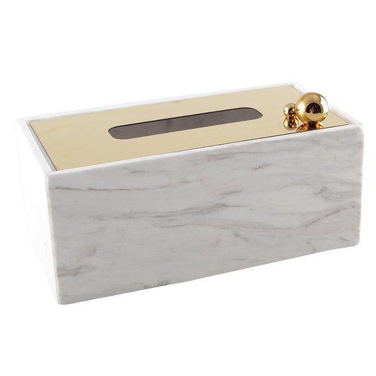 MARBLE TISSUE BOX GOLD LID 24X12X12CM