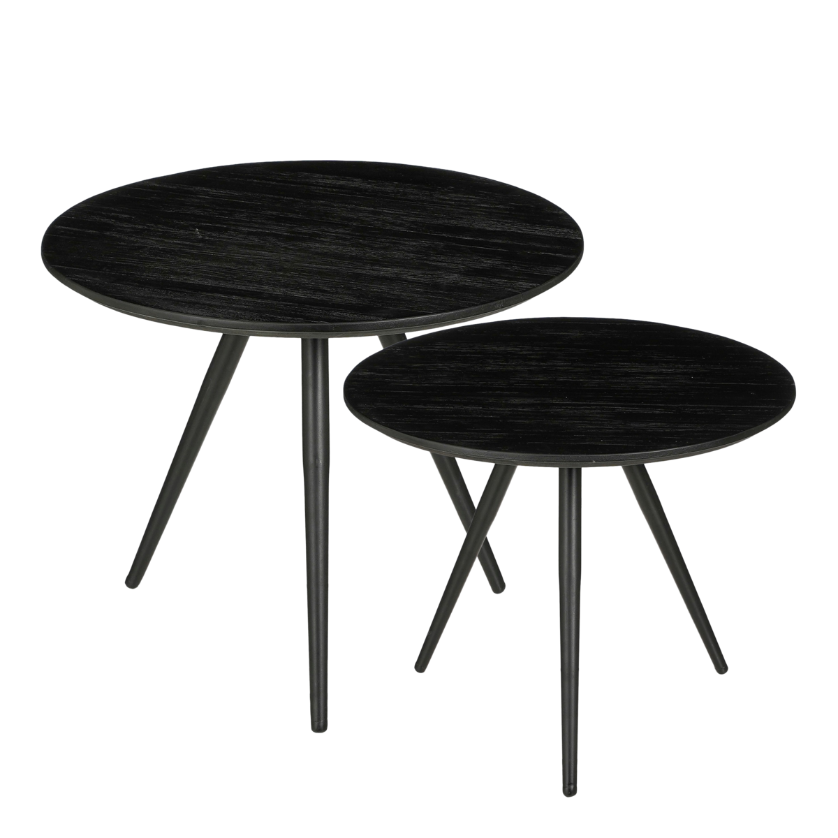 Jailey Side Table - Set of 2 - H49 x Ø50 cm - Recycled Wood - Black