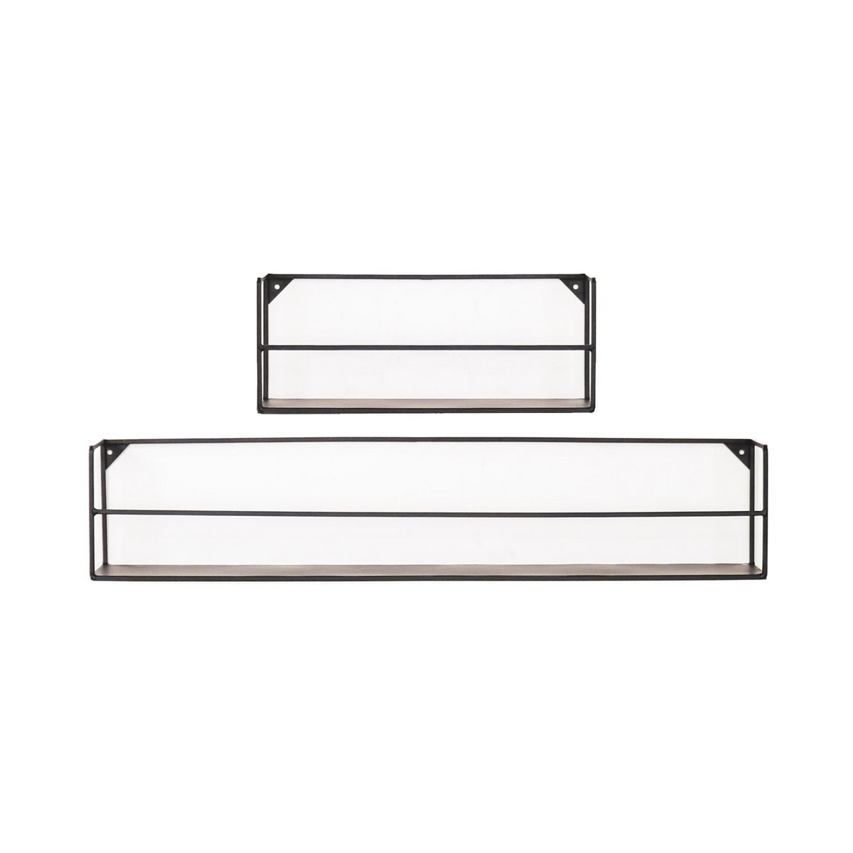 HV Set of 2 Wall Shelves - Black - Metal -