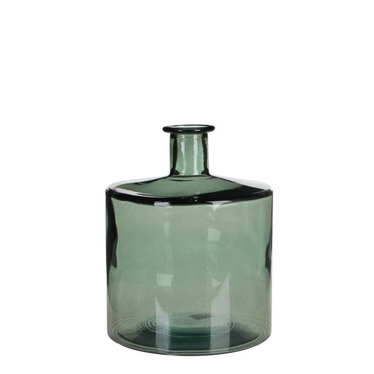 Guan Bottle Vase - H26 x Ø21 cm - Recycled Glass - Green