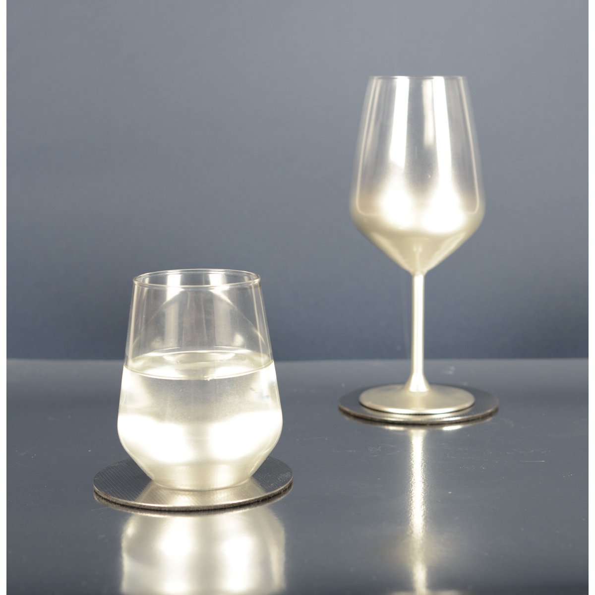 ZILVEREN GLOW WATERGLAZEN - SET VAN 6