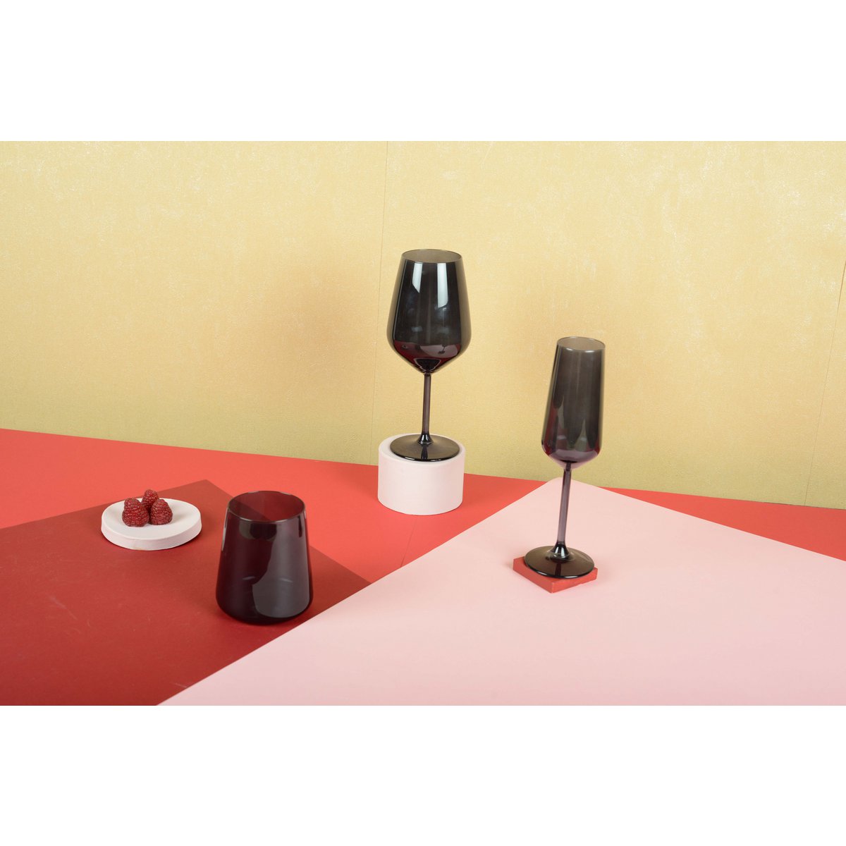 BLACK WINE GLASSES - SET OF 6