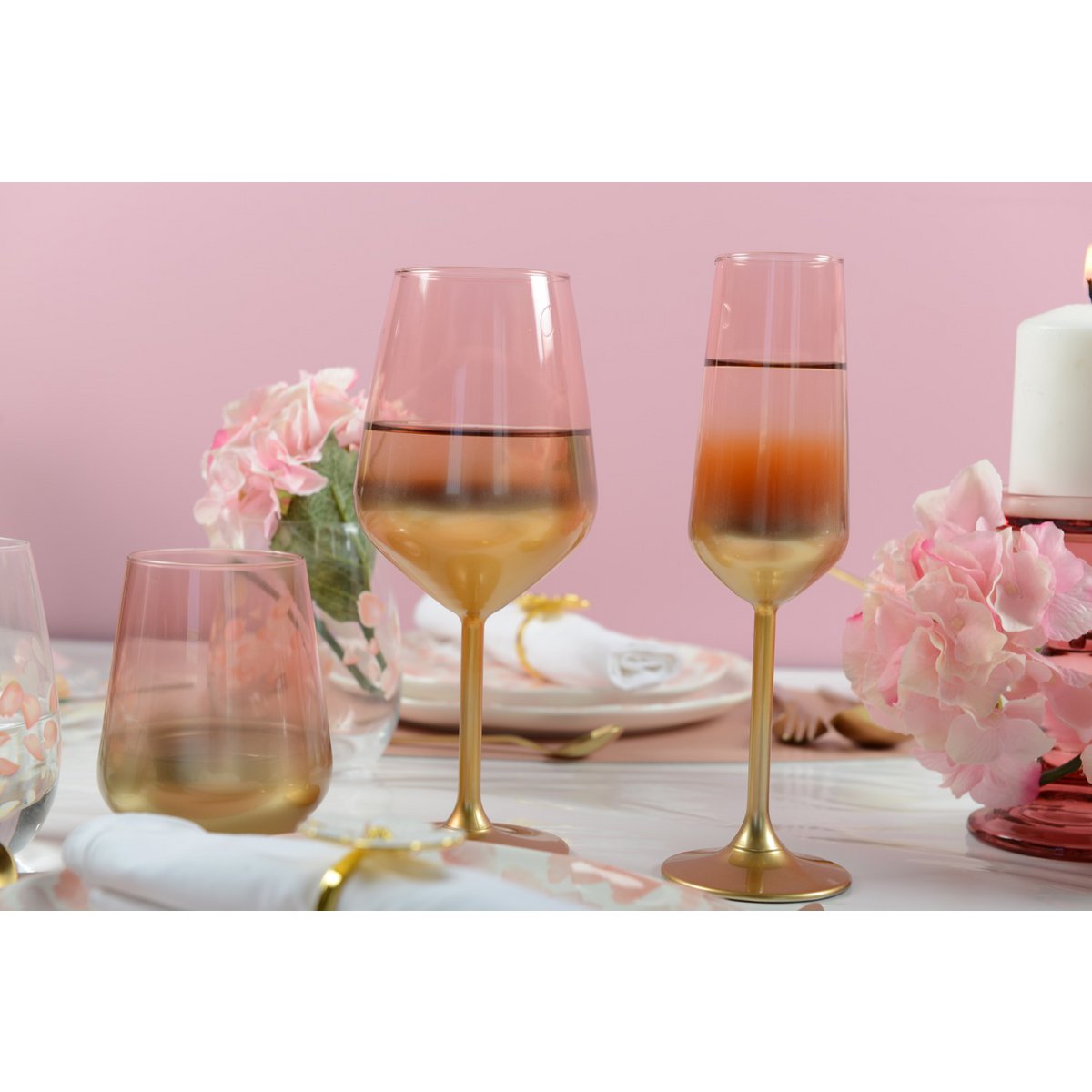 WATERGLAZEN LOW DEGRADE ROSE GLOW - SET VAN 6