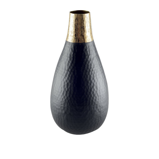 BLACK AND GOLD VASE 15 X 32 CM