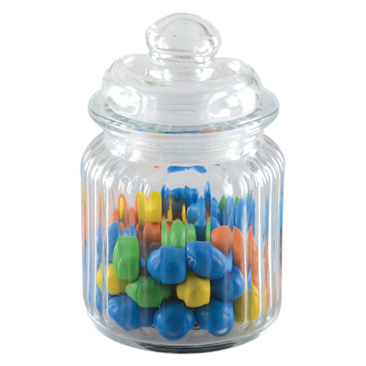 SMALL GLASS JAR WITH HEXAGONAL LID