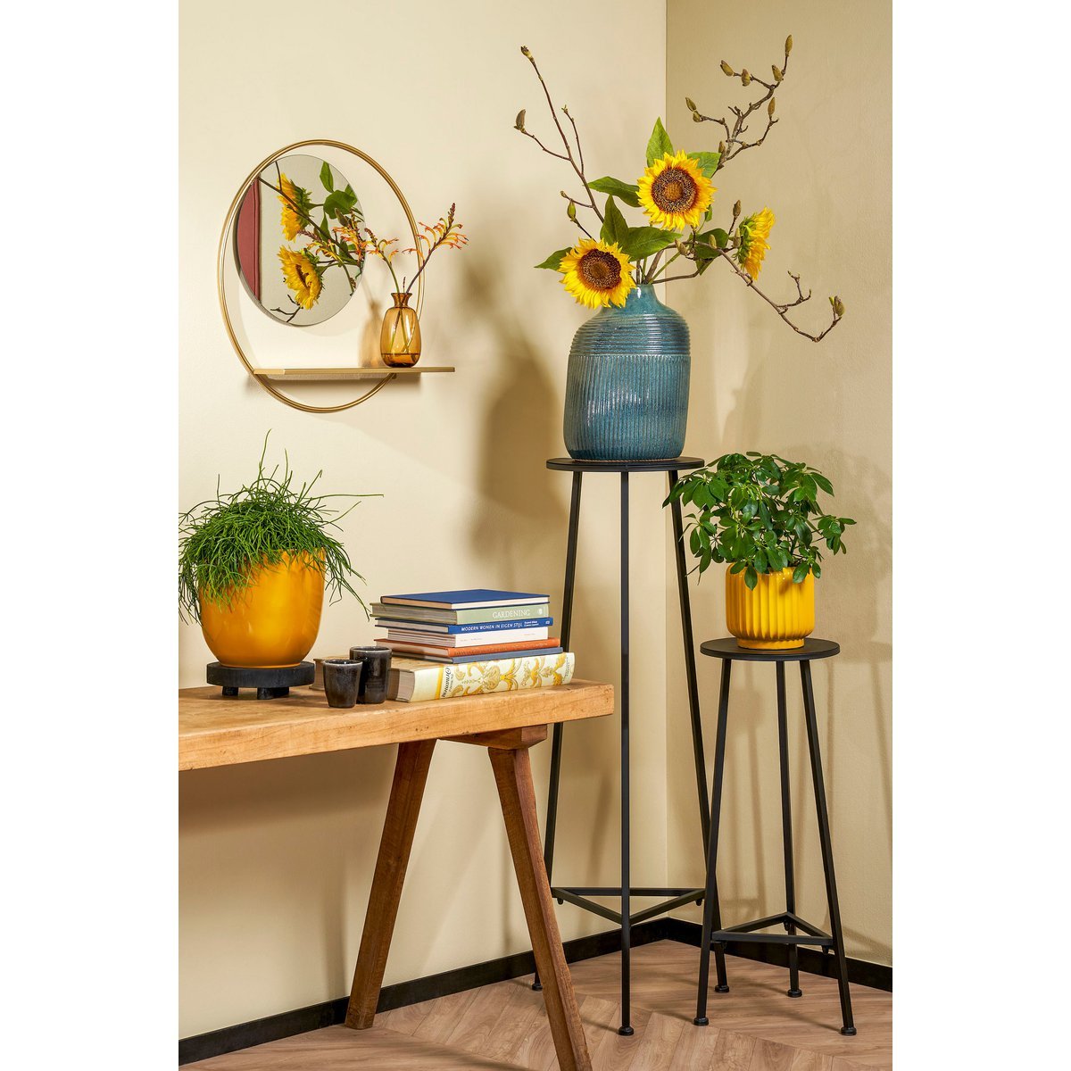 Plant table - H120 x Ø35 cm - Metal - Black