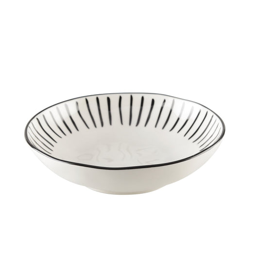 BLACK AND WHITE STRIPES SOUP PLATE