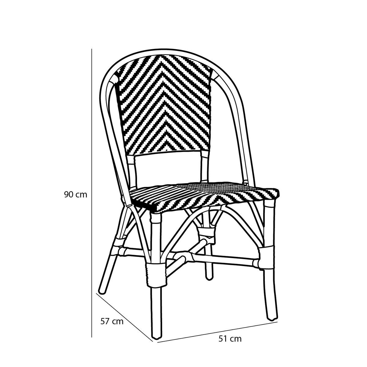 Mandox Bistro chair - L51 x W57 x H90 cm - Rattan - Dark green, White