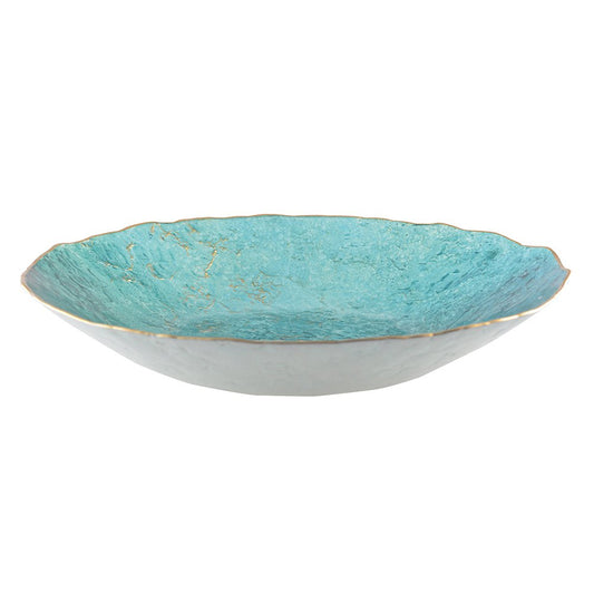 TURQUOISE CUP WITH GOLD RIM 40CM