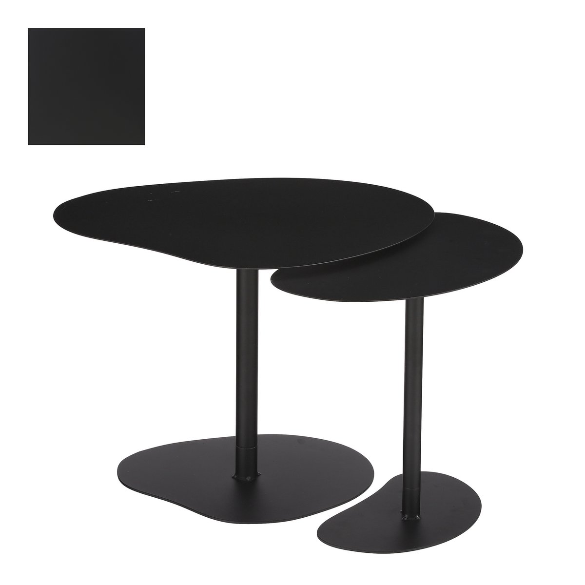 Side table - Set of 2 - L55 x W41 x H40 cm - Metal - Black