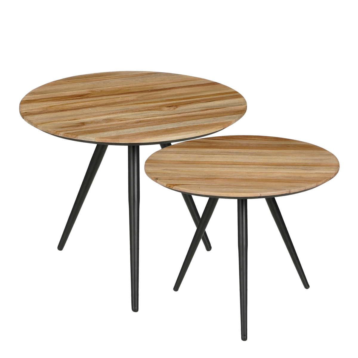 Jailey Side Table - Set of 2 - H49 x Ø50 cm - Recycled Wood - Brown