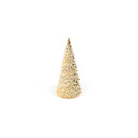 Ornament - Kerstboom - Keramiek - Goud - 10x10x24cm