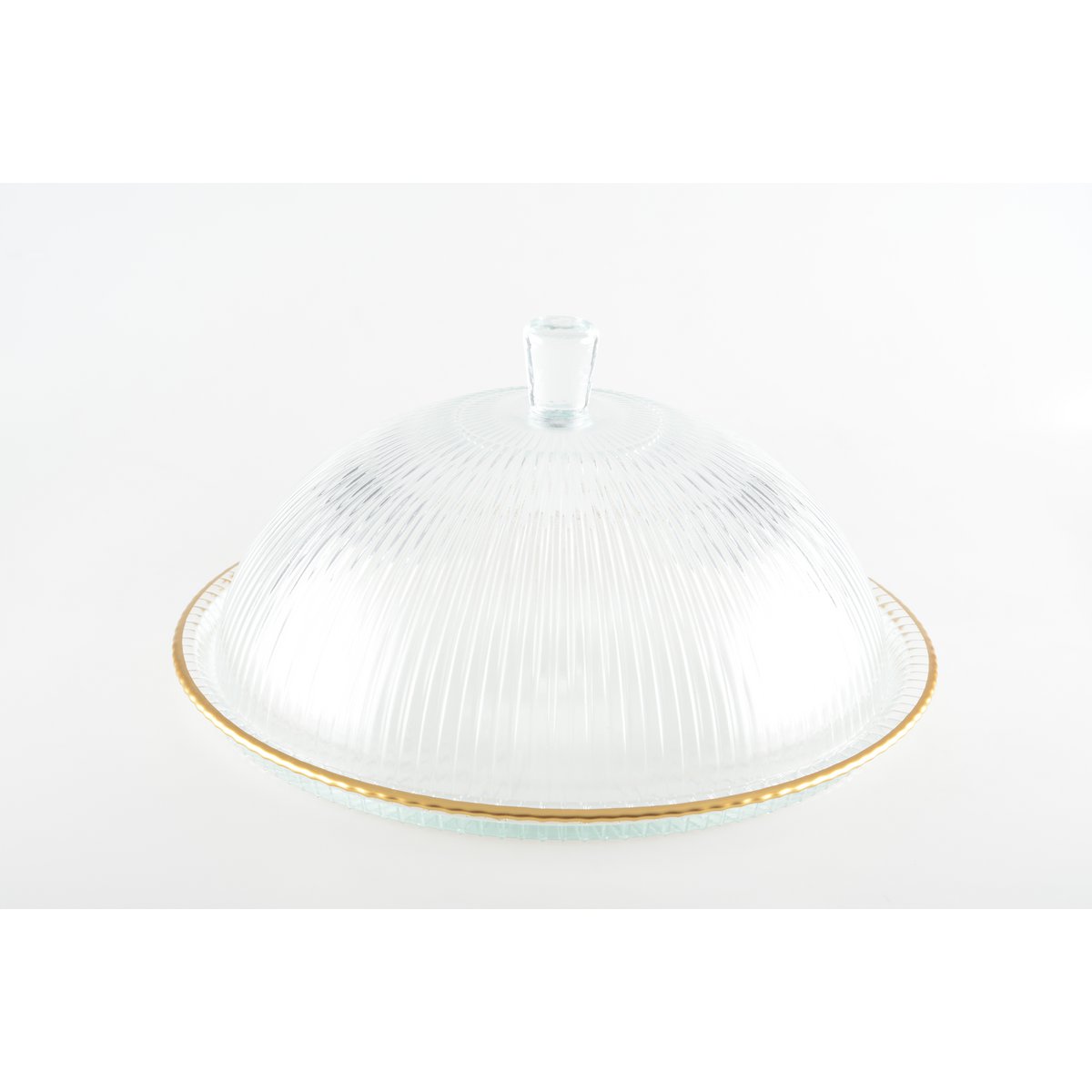 GLAZEN STOLP MET GOUDEN RANDEN 32X32X17CM