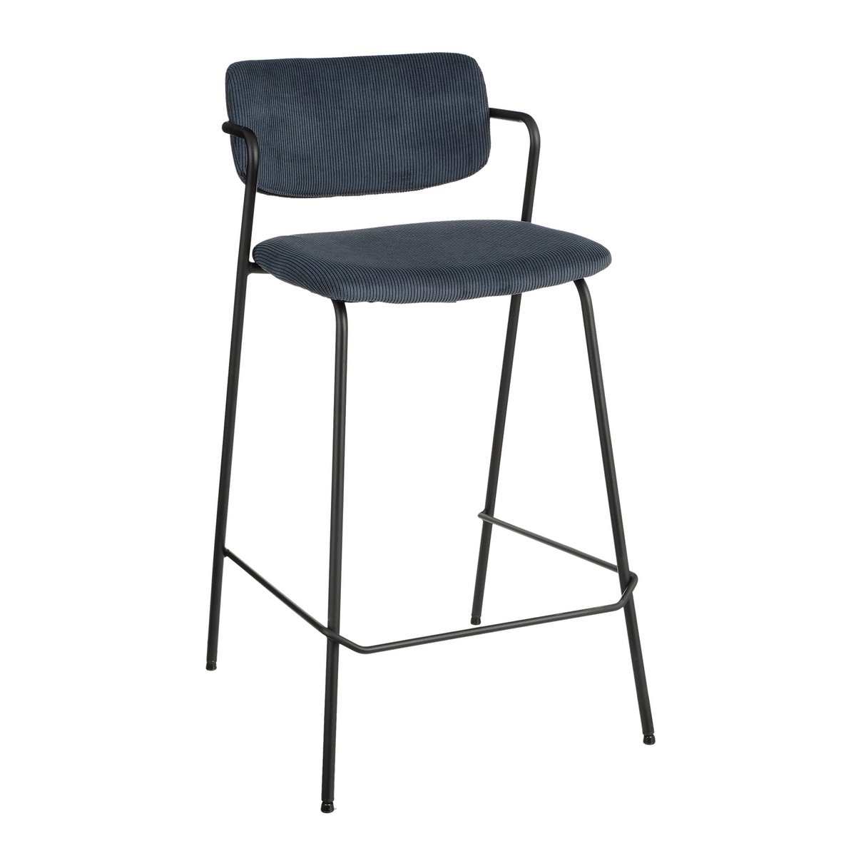 Nanet Bar Stool - H91 cm - Velvet - Dark Blue