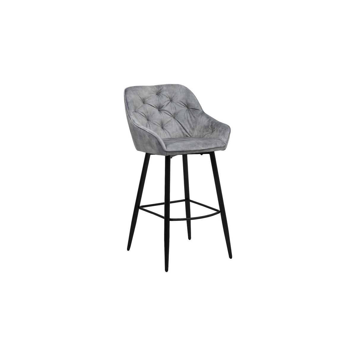 Bar stool Liverpool - Set of 2 - 56x61x107 - Velvet/metal - light Gray