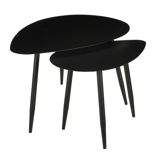 Side table - Set of 2 - L80 x W60 x H47 cm - Metal - Black