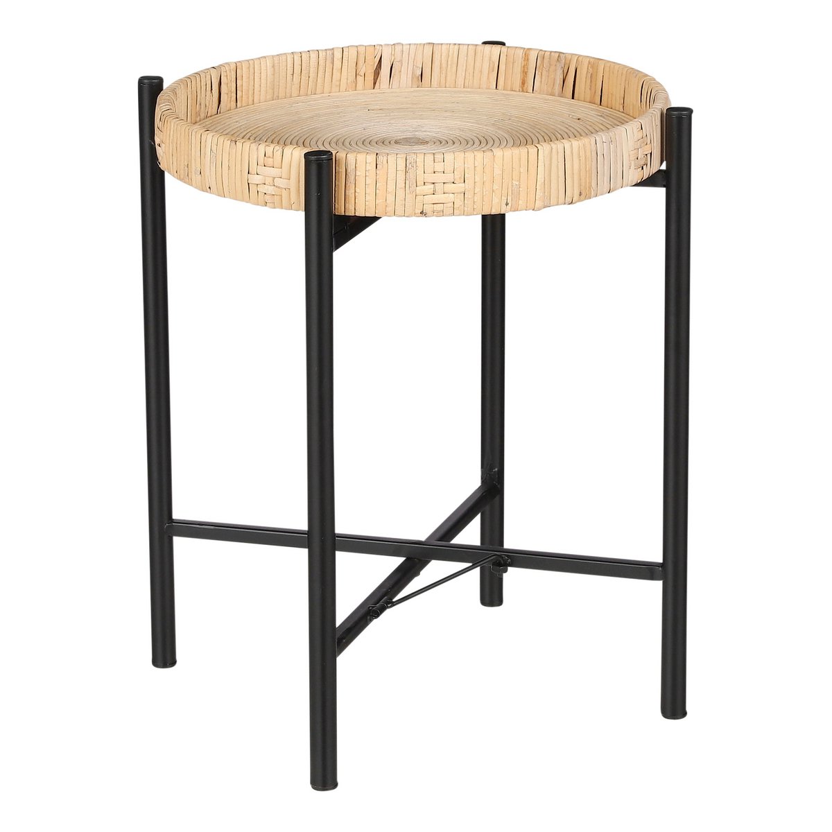 Kaj Side table - H40 x Ø30 cm - Rattan - Brown