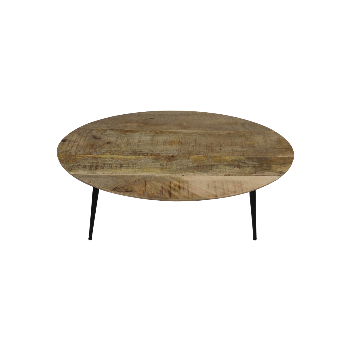 Ovale Salontafel Bern - 100x60x38 - Naturel/zwart - Mangohout/metaal