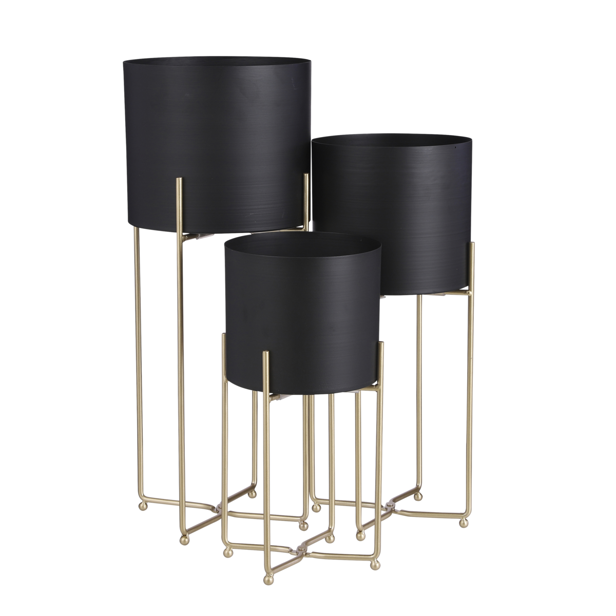 Aries Flower Pot on Stand - Set of 3 - H58 x Ø24 cm - Black