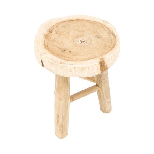 Round stool - natural - munggur